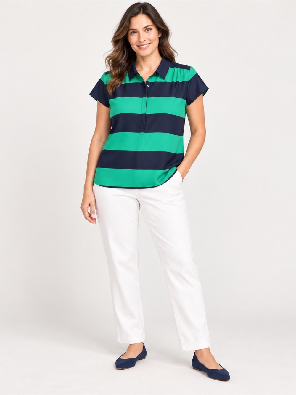 LOFT Green and Black Striped Polo Dress for Girls